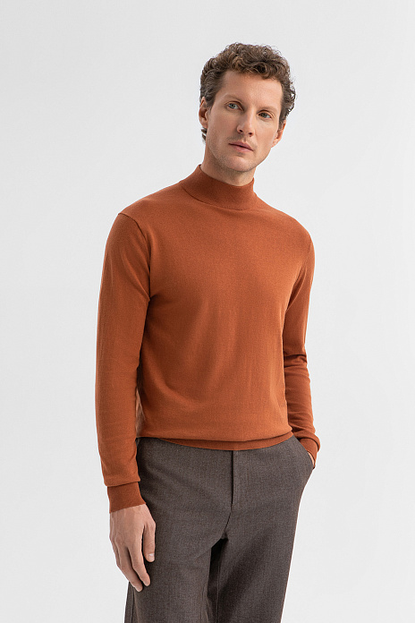 Водолазка из хлопка и кашемира, цвет Коричневый светлый