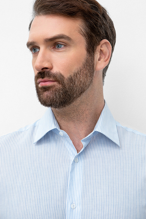 Сорочка из итальянской хлопковой ткани Carlo Bassetti, цвет Голубой светлый