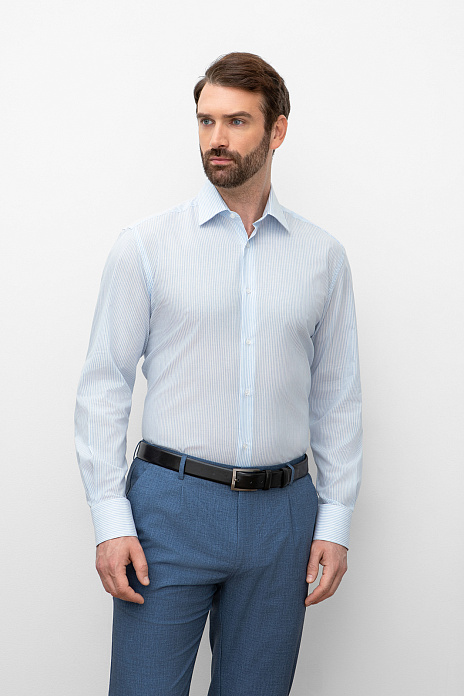 Сорочка из итальянской хлопковой ткани Carlo Bassetti, цвет Голубой светлый