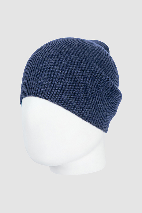 Синяя Шапка из шерсти и кашемира, цвет Синий меланж