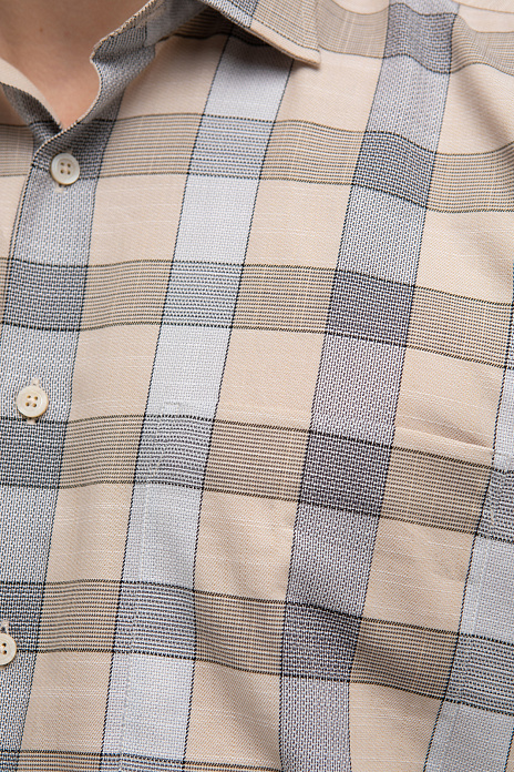 Сорочка с коротким рукавом из австрийской хлопковой ткани Getzner, лимитированная коллекция, цвет Бежевый