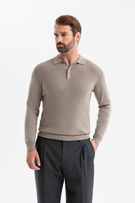 Джемпер поло из хлопка и кашемира, цвет Мокко
