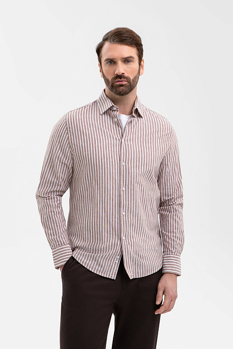 Сорочка из хлопка и льна, цвет Коричневый