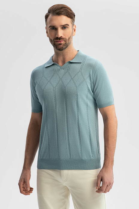 Поло из хлопка и льна, цвет Мятный