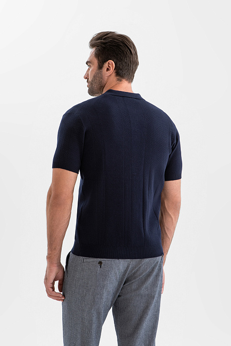 Кардиган с коротким рукавом из хлопка и шелка, цвет Синий темный