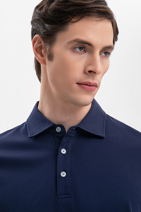 Поло из мерсеризованного хлопка, цвет Синий темный