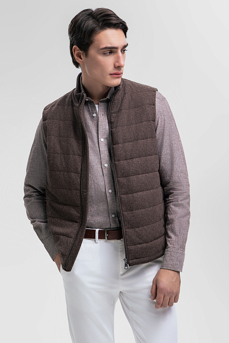Стеганый жилет из смесовой шерсти, цвет Коричневый