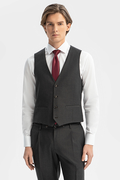 Жилет из шерсти, устойчивой к сминанию, цвет Коричневый темный