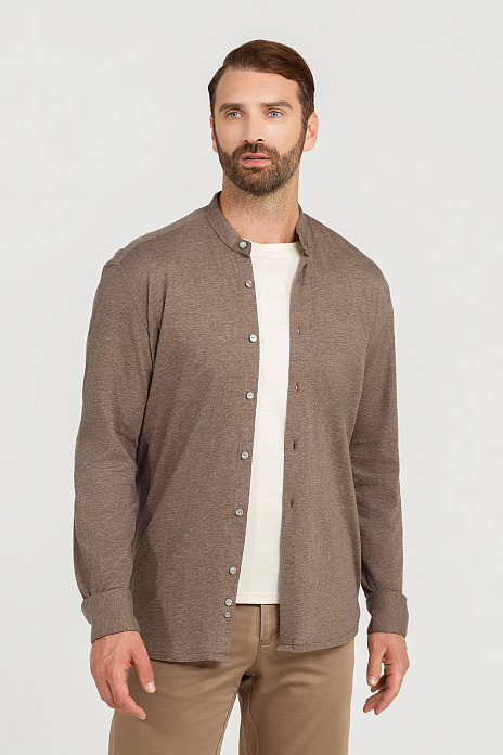 Сорочка из хлопка и кашемира, лимитированная коллекция, цвет Коричневый