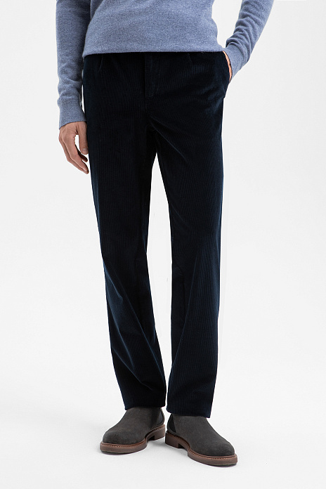 Брюки из вельвета, цвет Синий темный