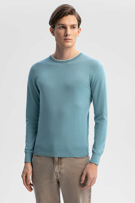 Джемпер из хлопка и льна, цвет Голубой