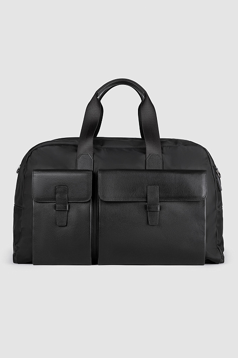 Сумка из натуральной кожи и текстиля, цвет Черный