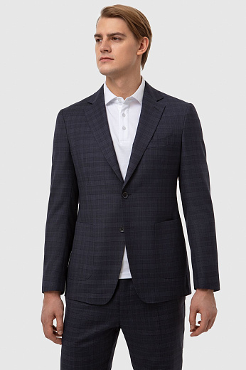 Пиджак из шерсти в клетку с водоотталкивающей обработкой, устойчивый к загрязнениям