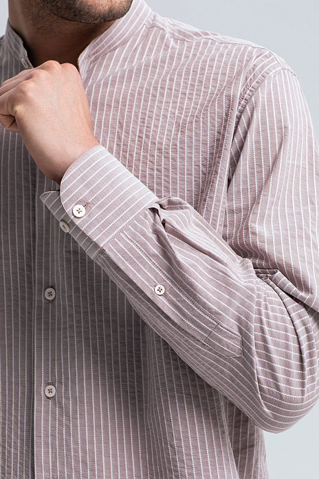 Сорочка из итальянской хлопковой ткани Canclini, цвет Коричневый