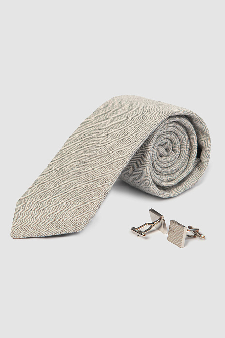 Подарочный набор (галстук + запонки), цвет Серый