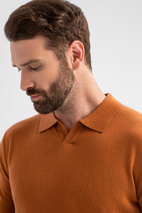 Джемпер поло из шерсти и кашемира, цвет Коричневый светлый