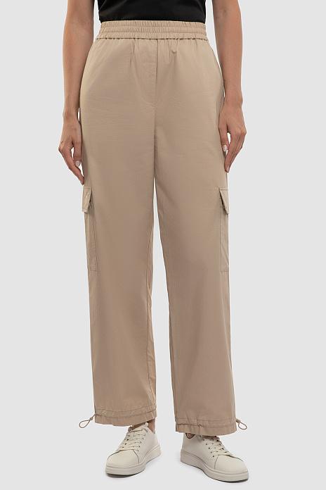 Бежевые хлопковые брюки-карго, цвет Бежевый
