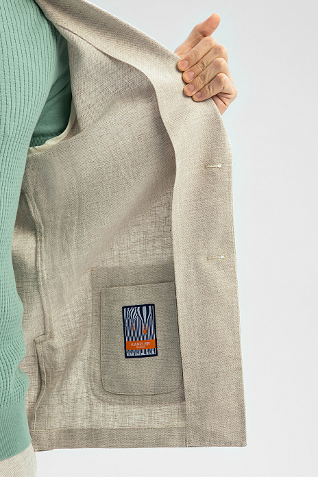Пиджак изо льна и хлопка, цвет Бежевый светлый