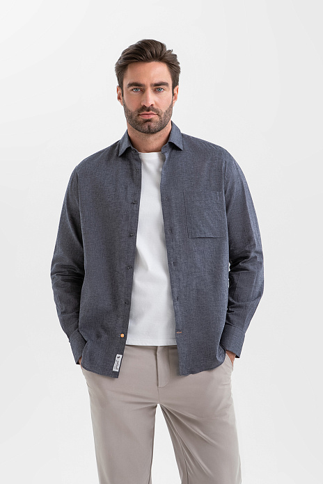 Сорочка изо льна и хлопка Getzner (Австрия), цвет Серый темный