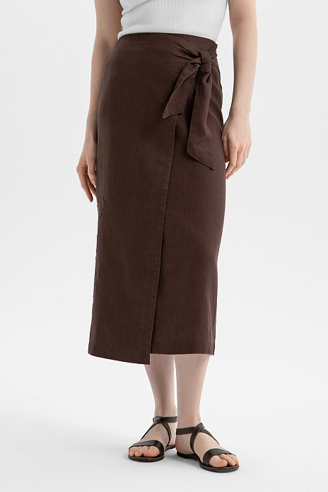 Юбка изо льна, цвет Коричневый