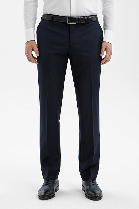 Брюки из смесовой шерсти, цвет Синий темный