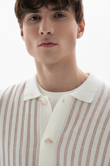 Сорочка с коротким рукавом из хлопка и льна, цвет Бежевый