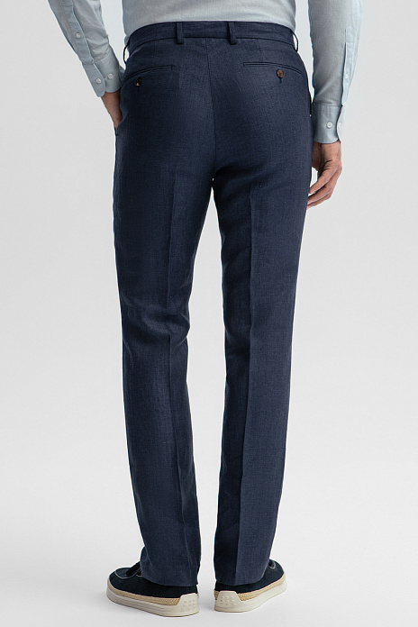 Брюки изо льна, цвет Синий темный