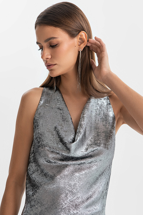 Платье-миди вечернее, цвет Серебряный