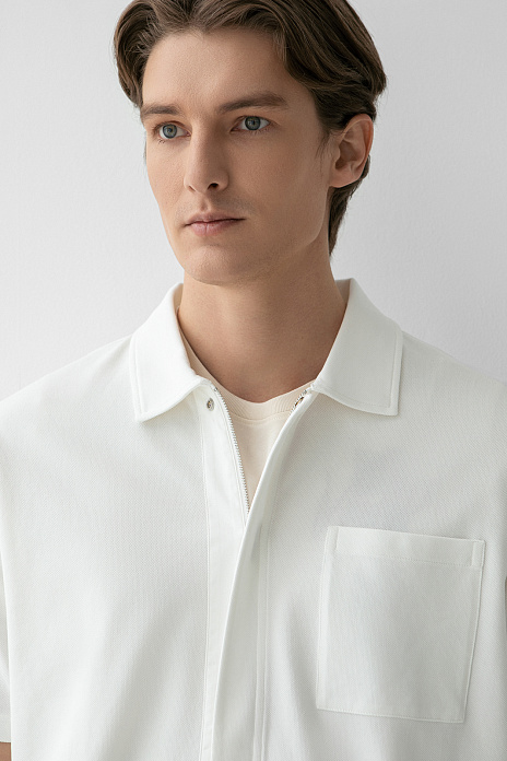 Кардиган с коротким рукавом из хлопка пике, цвет Белый