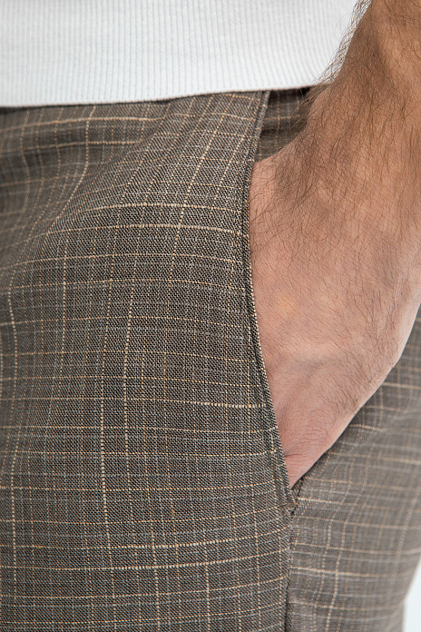 Брюки из шерсти, хлопка и льна с водоотталкивающей обработкой, цвет Коричневый светлый