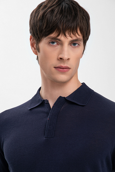 Поло из шелка, лимитированная коллекция, цвет Синий темный