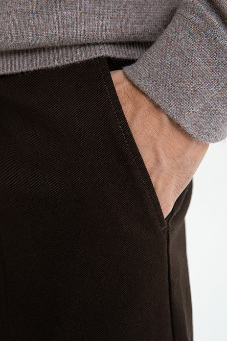 Брюки из хлопка, цвет Коричневый темный